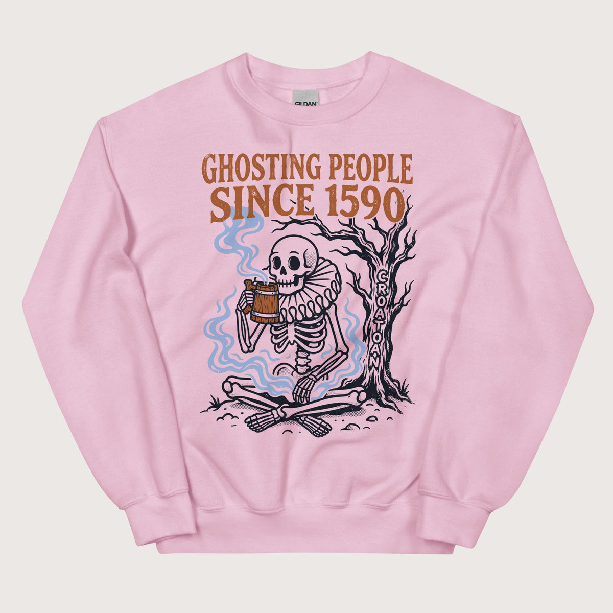 Light Pink Roanoke Colony Ghosting Since 1590 Sweatshirt - history buff gift by HistoHead