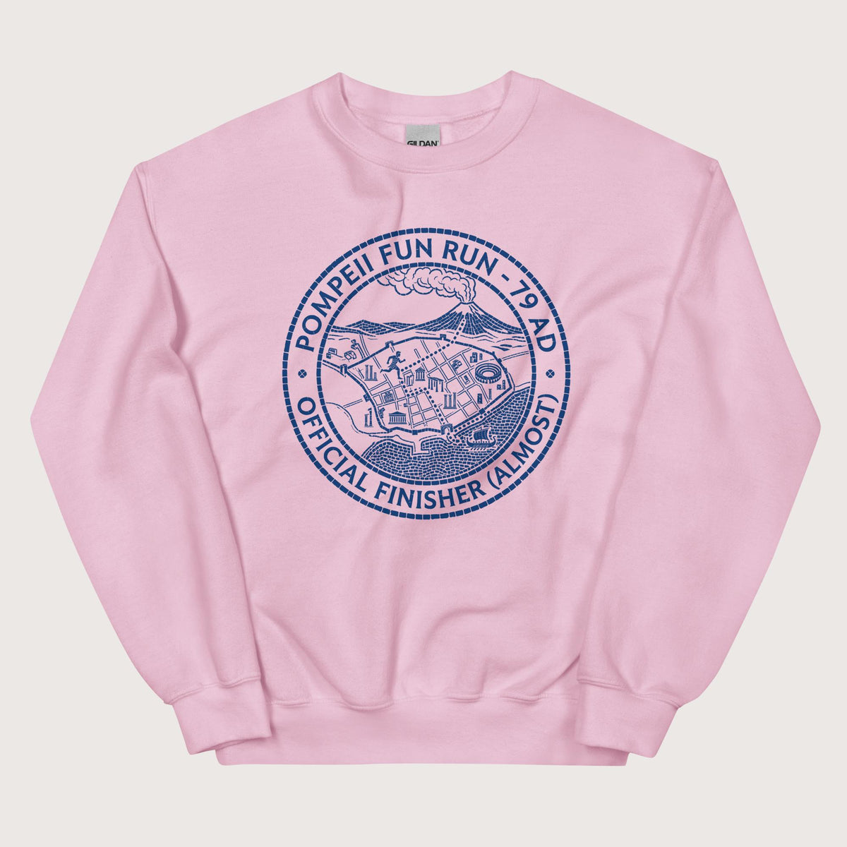 Light Pink Pompeii Fun Run Official Finisher Sweatshirt - history buff gift by HistoHead