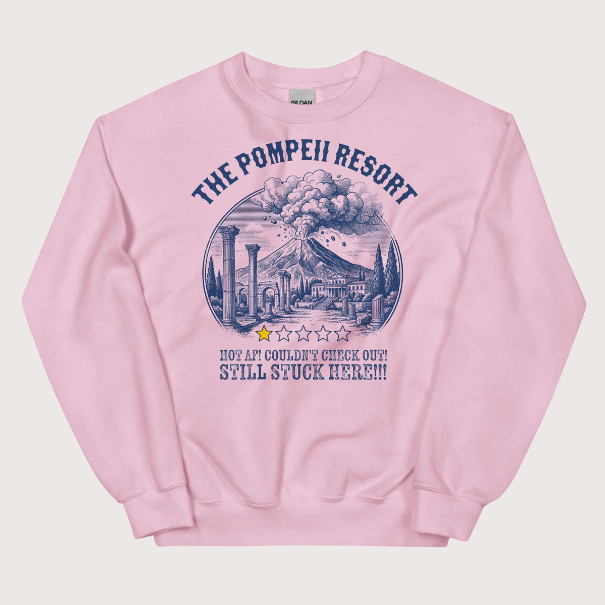 Light Pink The Pompeii Resort Review Sweatshirt - history buff gift by HistoHead