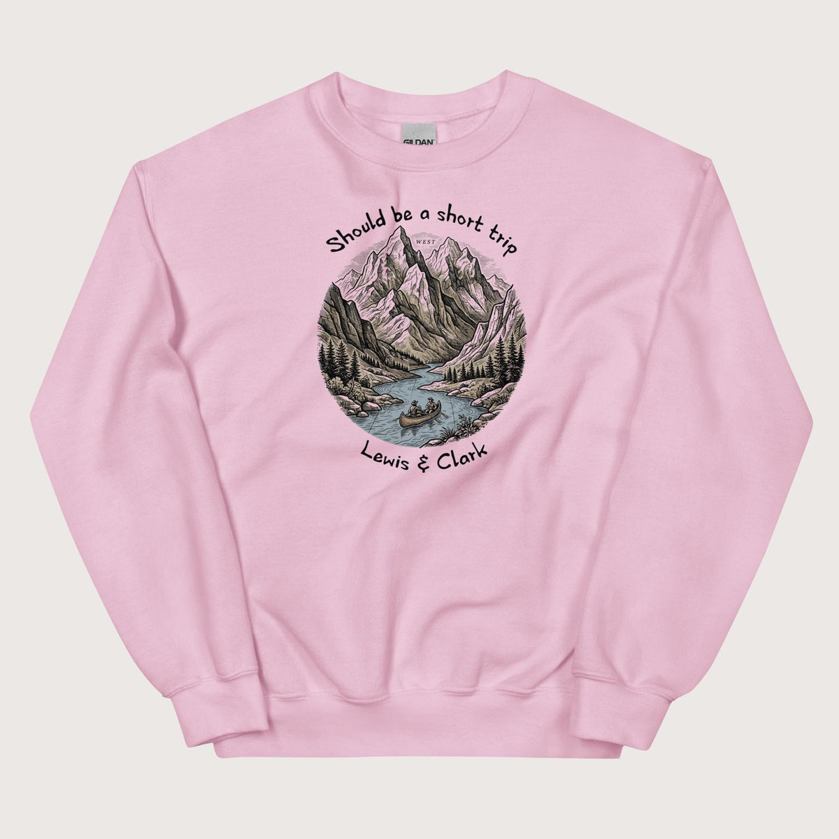 Light Pink Lewis & Clark Short Trip Sweatshirt - history buff gift by HistoHead