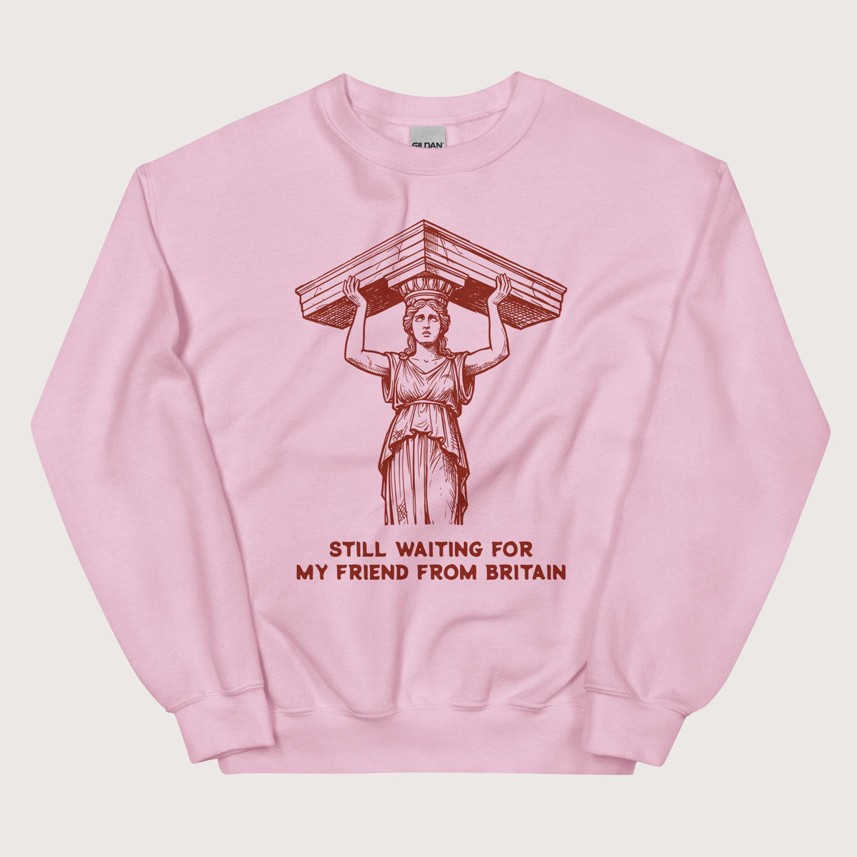 Light Pink Caryatid Waiting for Her Friend Sweatshirt - history buff gift by HistoHead