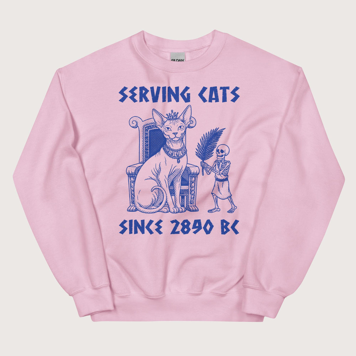 Light Pink Serving Cats Since 2890 BC Sweatshirt - history buff gift by HistoHead
