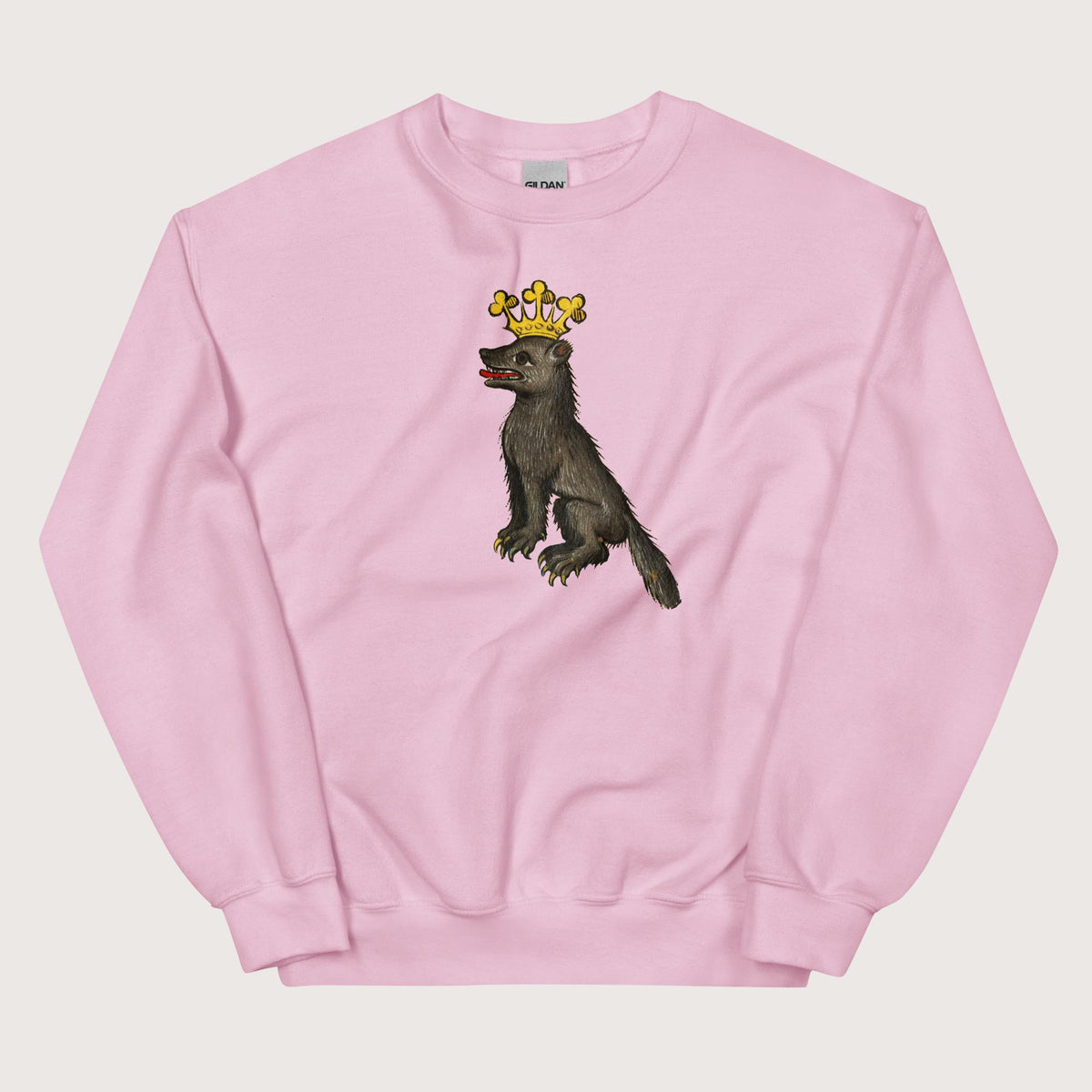 Light Pink Medieval Wolf King Sweatshirt - history buff gift by HistoHead