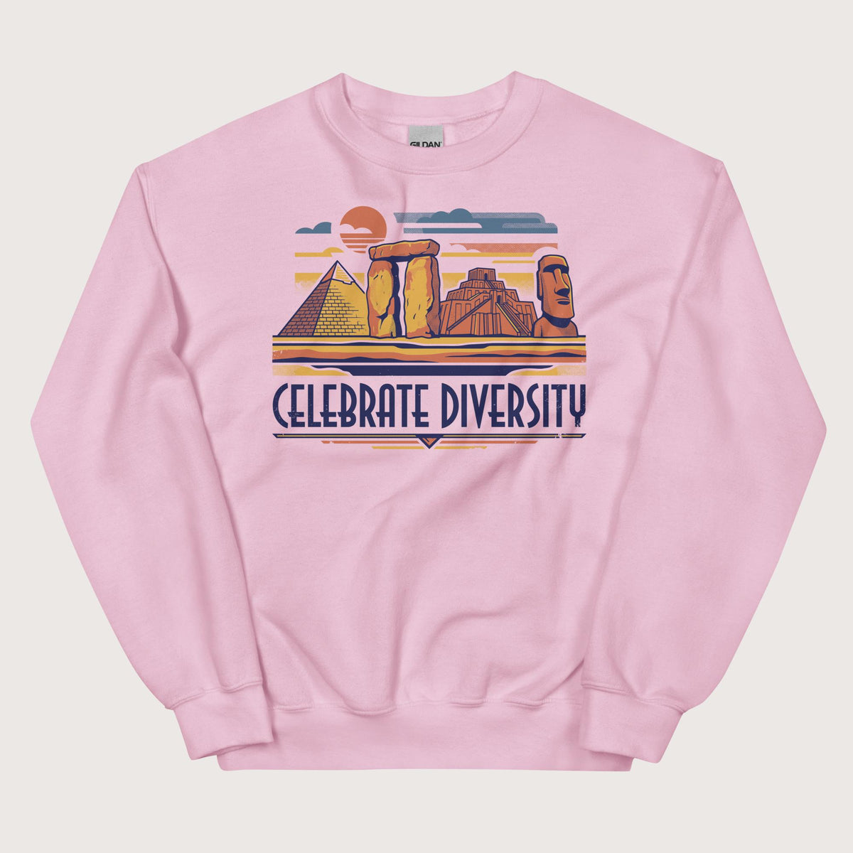 Light Pink Celebrate Diversity Stone Wonders Sweatshirt - history buff gift by HistoHead