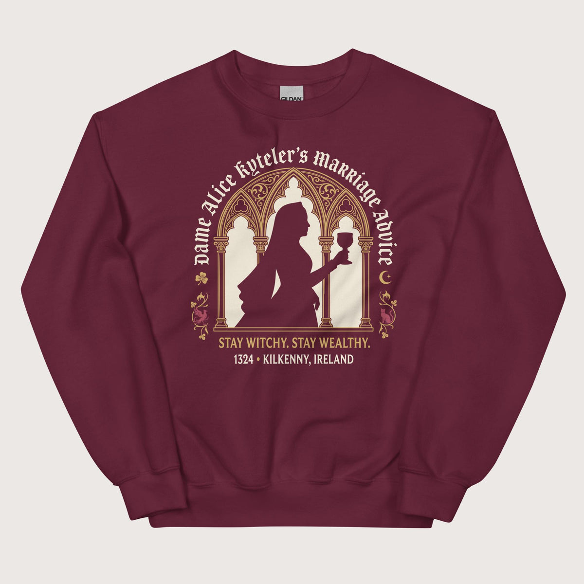 Maroon Alice Kyteler's Marriage Advice Sweatshirt - history buff gift by HistoHead