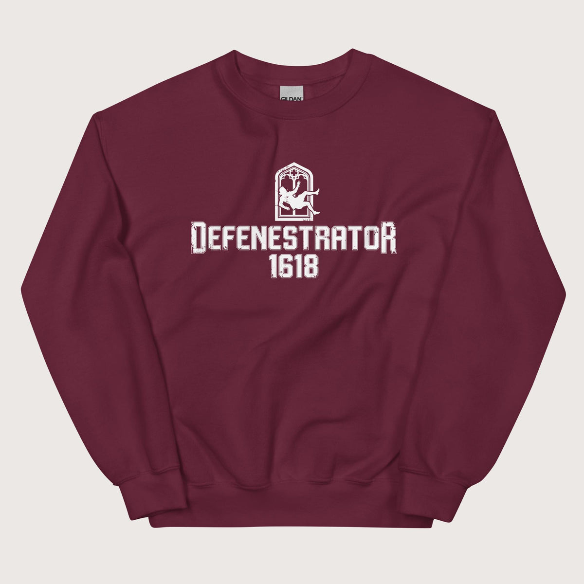 Maroon Defenestrator Sweatshirt - history buff gift by HistoHead