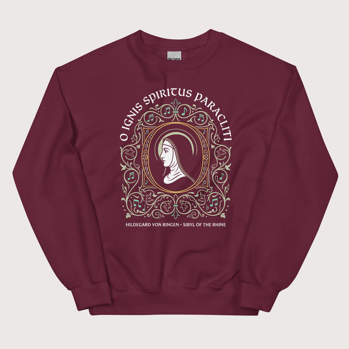 Maroon Hildegard von Bingen Sweatshirt - history buff gift by HistoHead