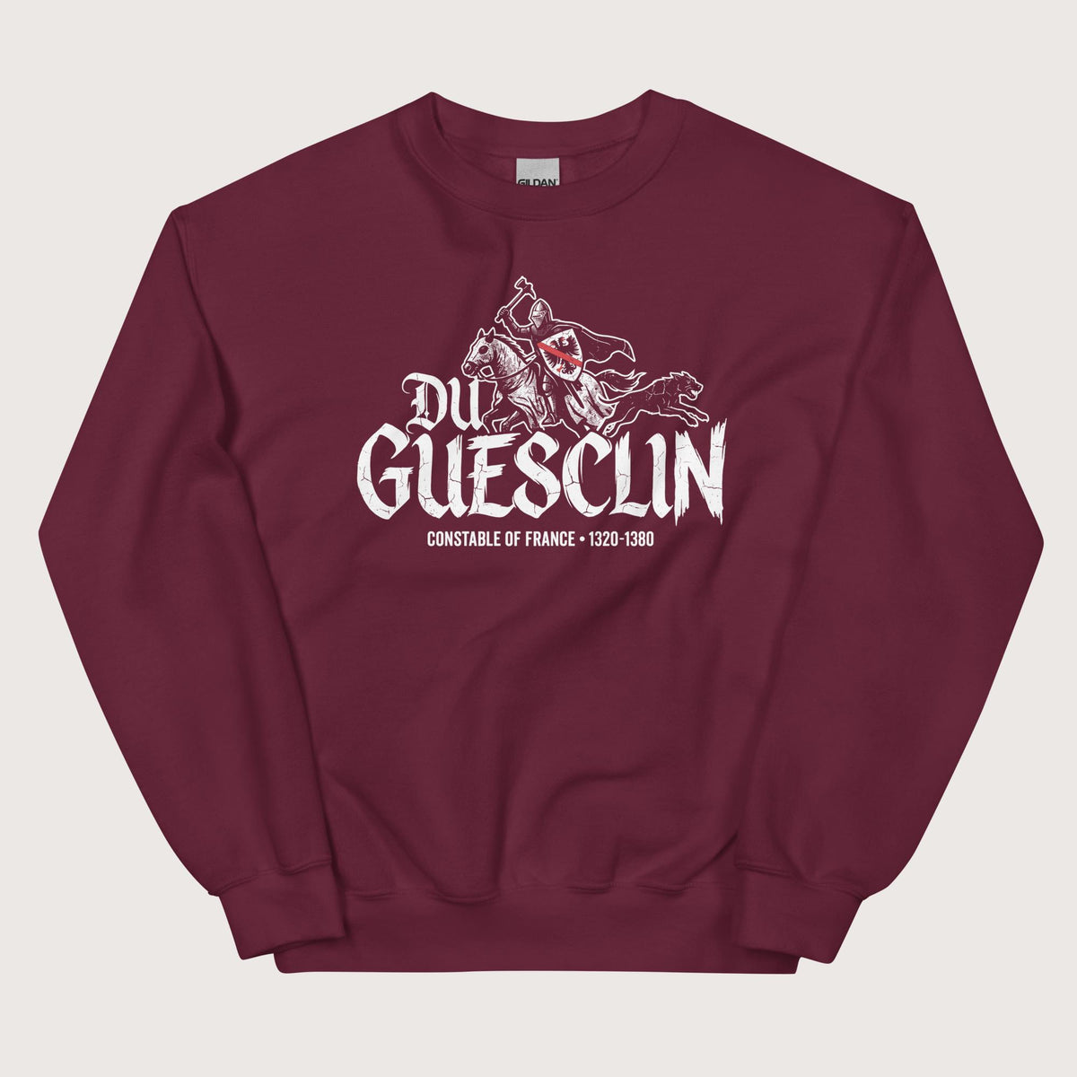 Maroon Du Guesclin Sweatshirt - history buff gift by HistoHead