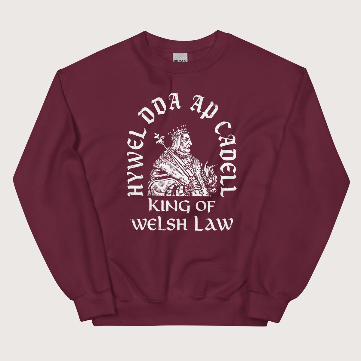 Maroon Hywel Dda King of Welsh Law Sweatshirt - history buff gift by HistoHead