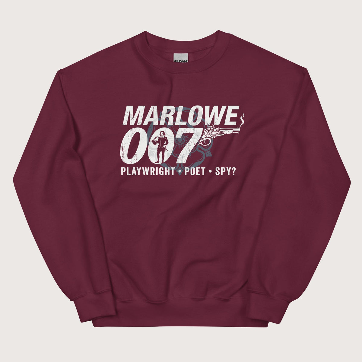 Maroon Marlowe 007 Sweatshirt - history buff gift by HistoHead