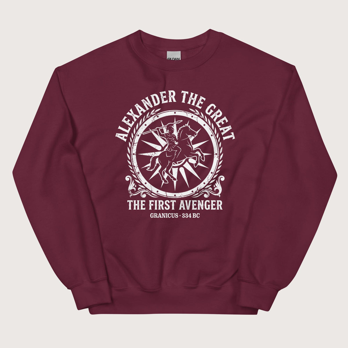 Maroon Alexander the Great First Avenger Sweatshirt - history buff gift by HistoHead