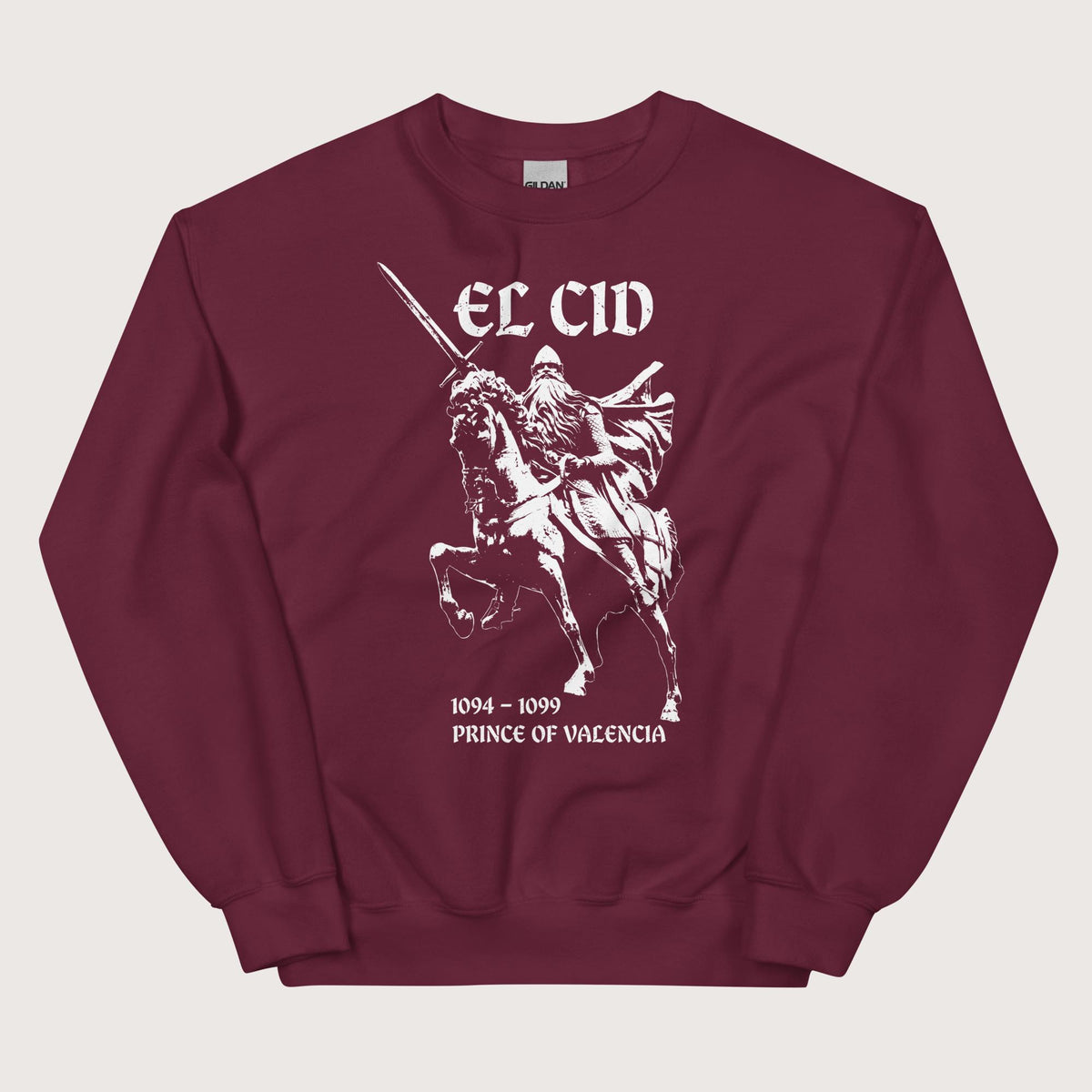 Maroon El Cid Prince of Valencia Sweatshirt - history buff gift by HistoHead