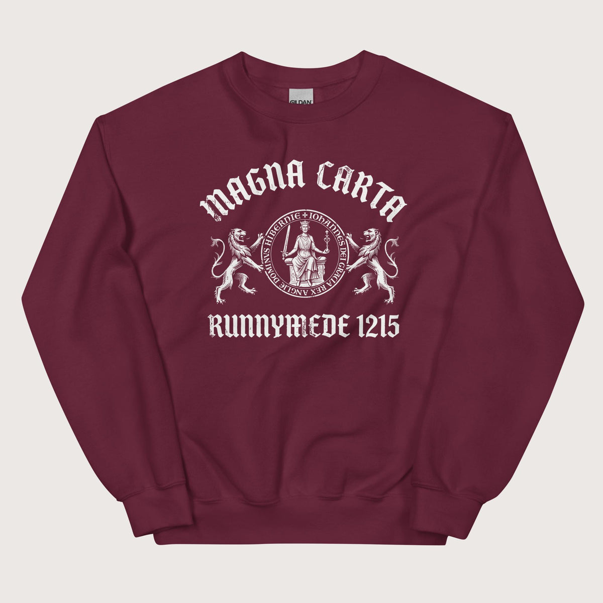 Maroon Magna Carta King John Seal Sweatshirt - history buff gift by HistoHead