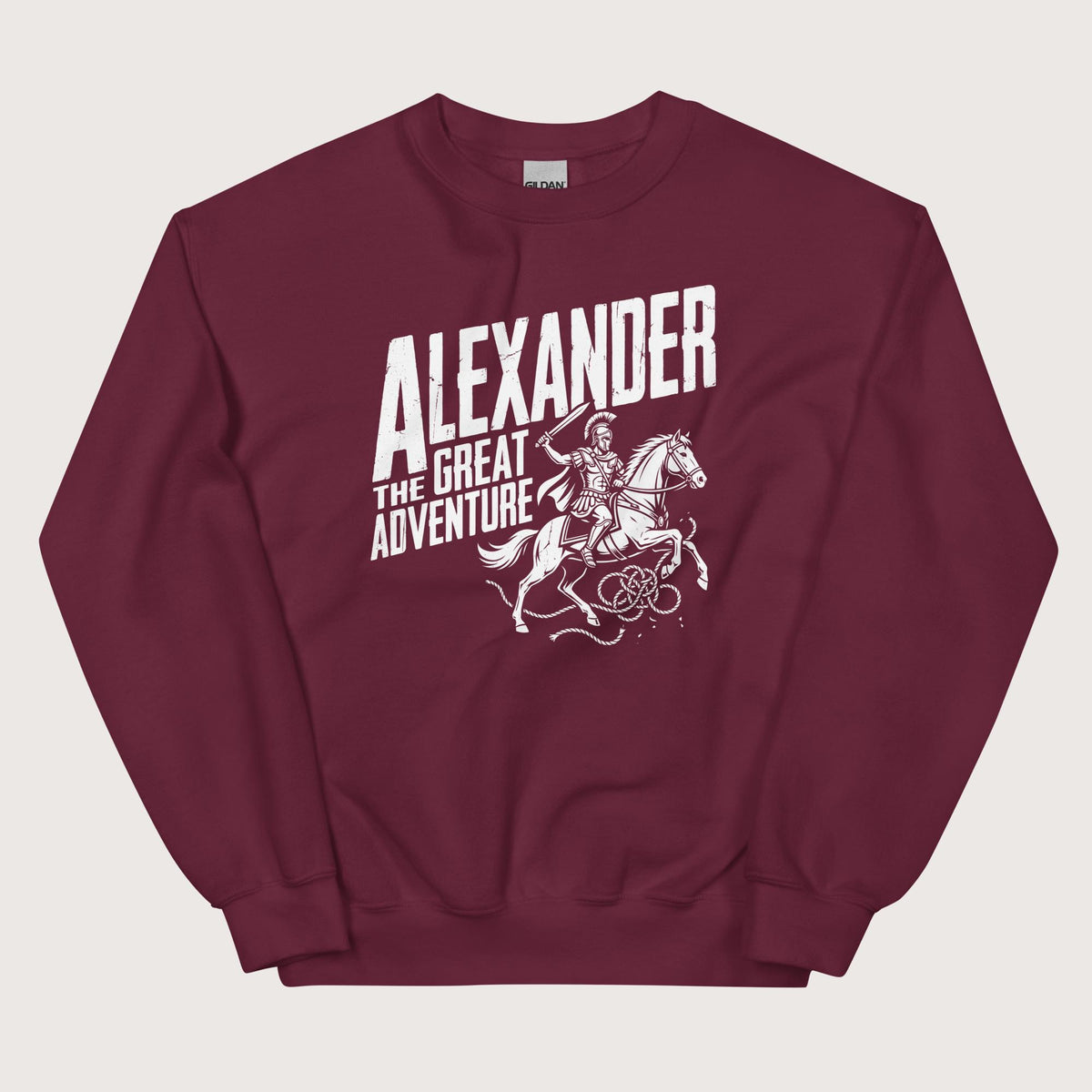 Maroon Alexander the Great Adventure Sweatshirt - history buff gift by HistoHead