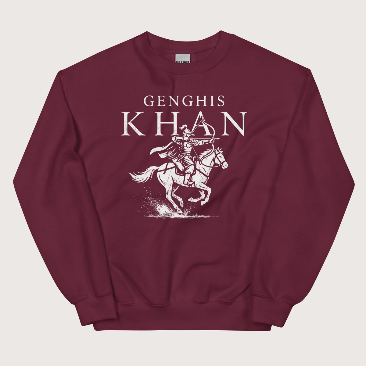 Maroon Genghis Khan Sweatshirt - history buff gift by HistoHead
