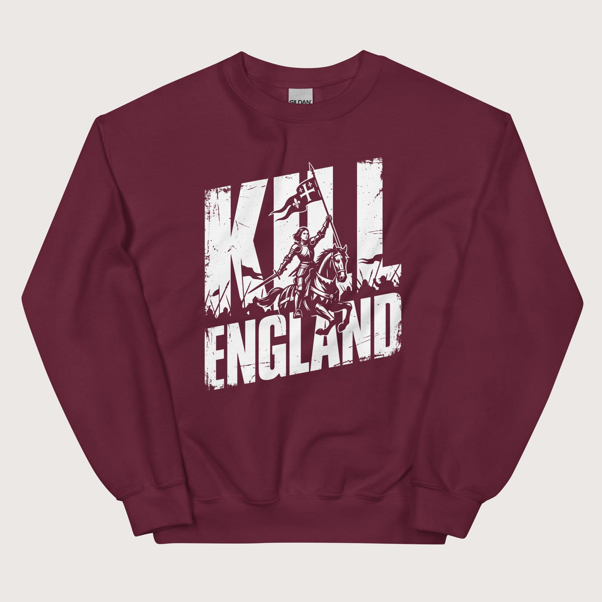Maroon Joan of Arc Kill England Sweatshirt - history buff gift by HistoHead