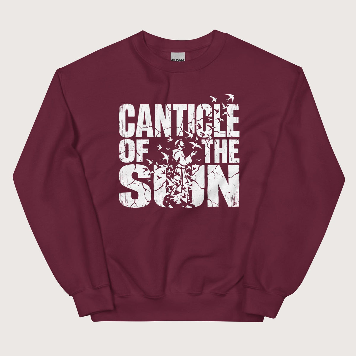 Maroon Canticle of the Sun Saint Francis of Assisi Birds Sweatshirt - history buff gift by HistoHead