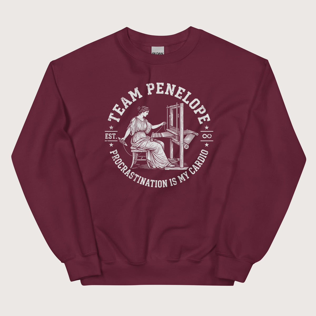 Maroon Team Penelope Procrastination Sweatshirt - history buff gift by HistoHead