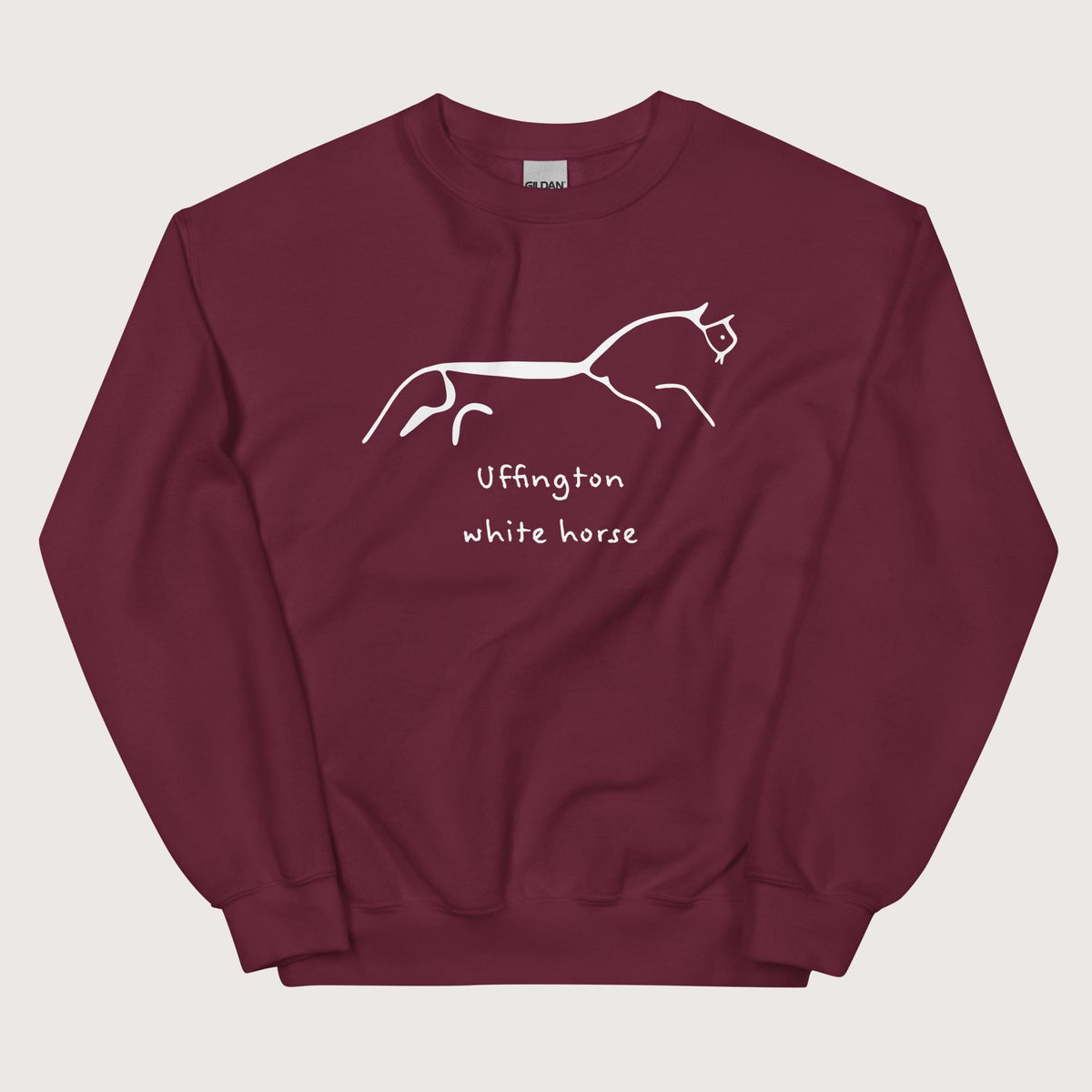 Maroon Uffington White Horse Sweatshirt - history buff gift by HistoHead
