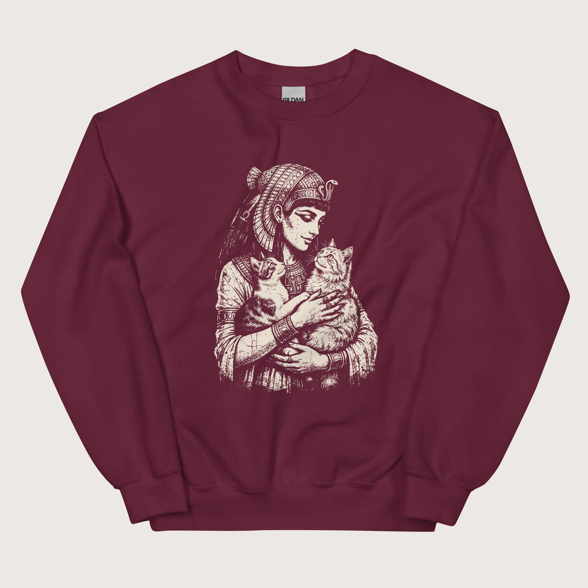 Maroon Cleopatra's Cats Sweatshirt - history buff gift by HistoHead