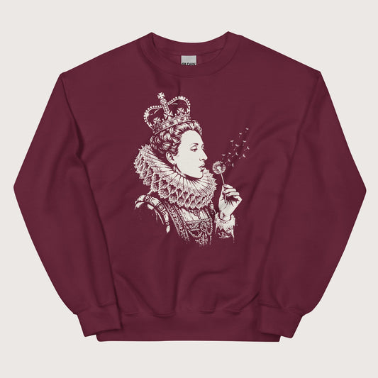 Maroon Elizabeth I Blowing Wishes Sweatshirt - history buff gift by HistoHead