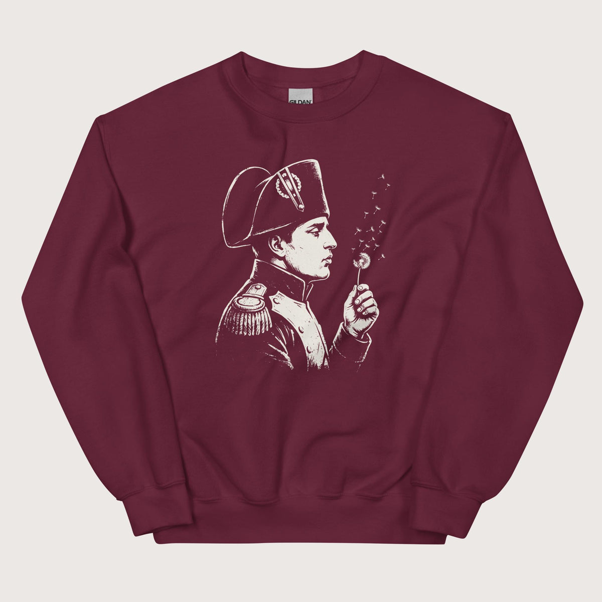 Maroon Napoleon Bonaparte Blowing Wishes Sweatshirt - history buff gift by HistoHead
