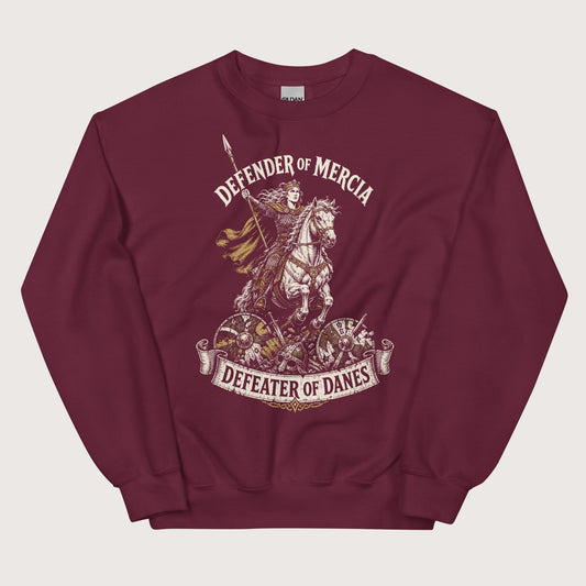 Maroon Æthelflæd Defender of Mercia Sweatshirt - history buff gift by HistoHead