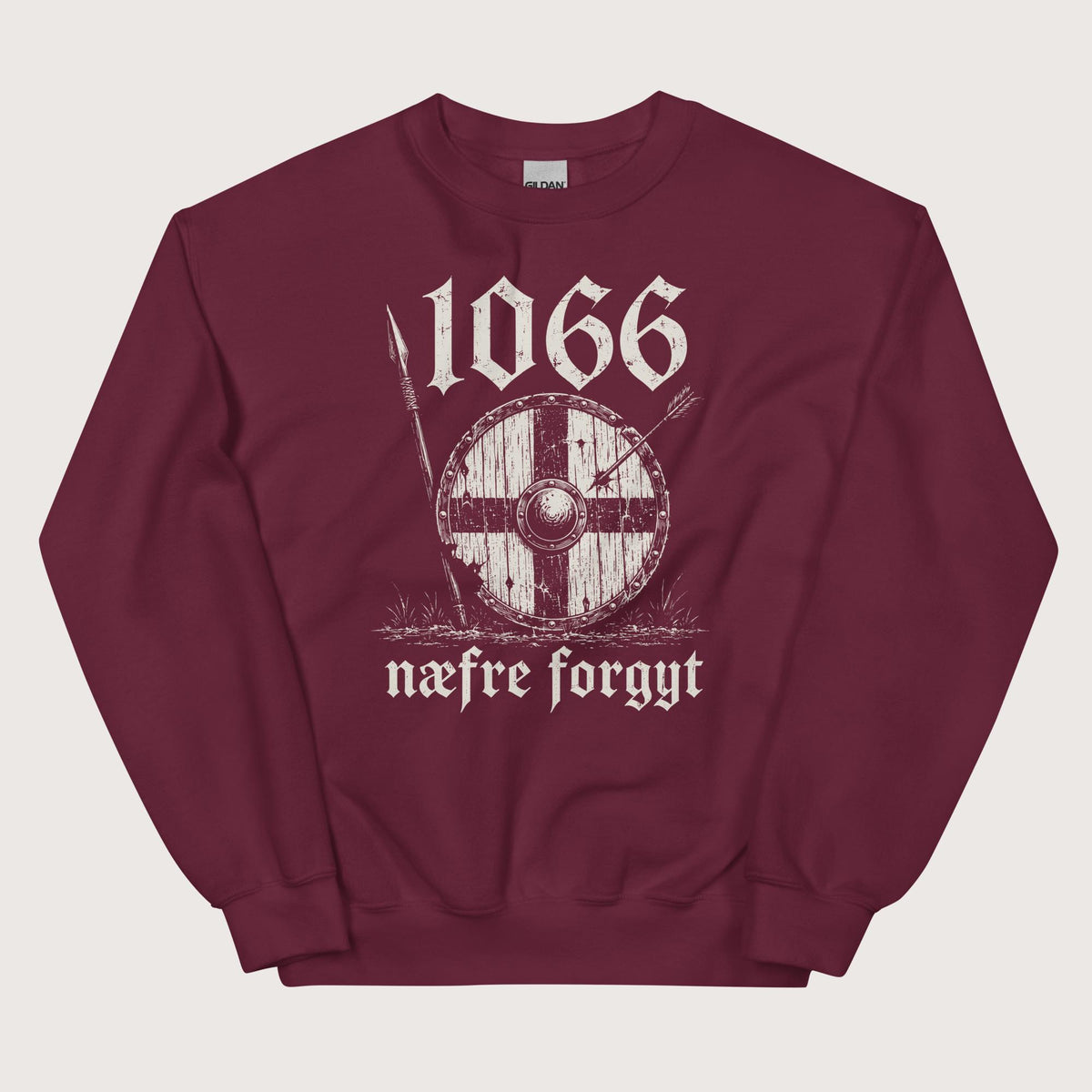 Maroon 1066 Never Forget in Old English Sweatshirt - history buff gift by HistoHead