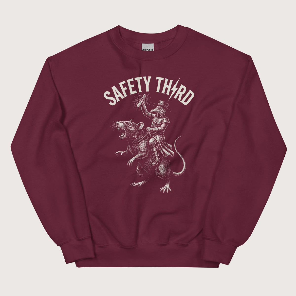 Maroon Plague Doctor Safety Third Sweatshirt - history buff gift by HistoHead
