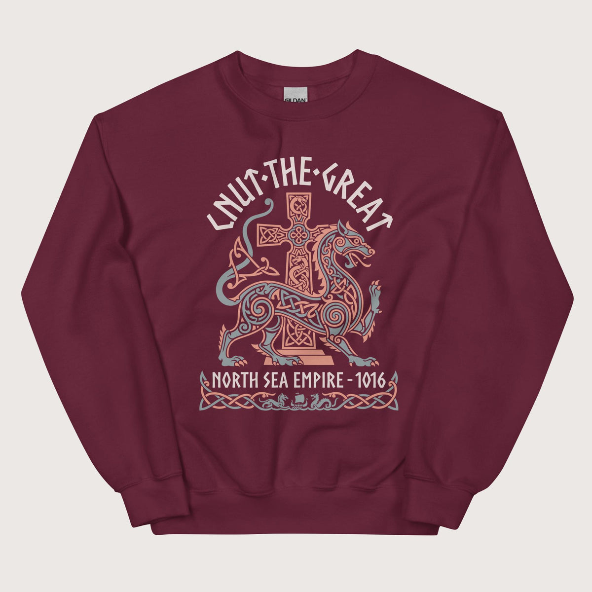 Maroon Cnut the Great Sweatshirt - history buff gift by HistoHead