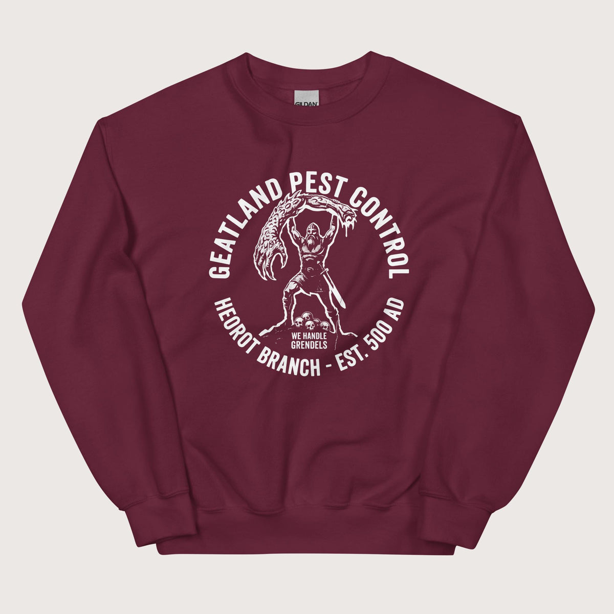 Maroon Geatland Pest Control Sweatshirt - history buff gift by HistoHead