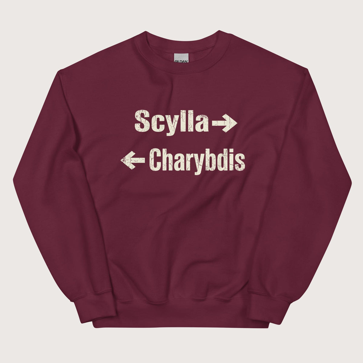 Maroon Between Scylla and Charybdis Sweatshirt - history buff gift by HistoHead