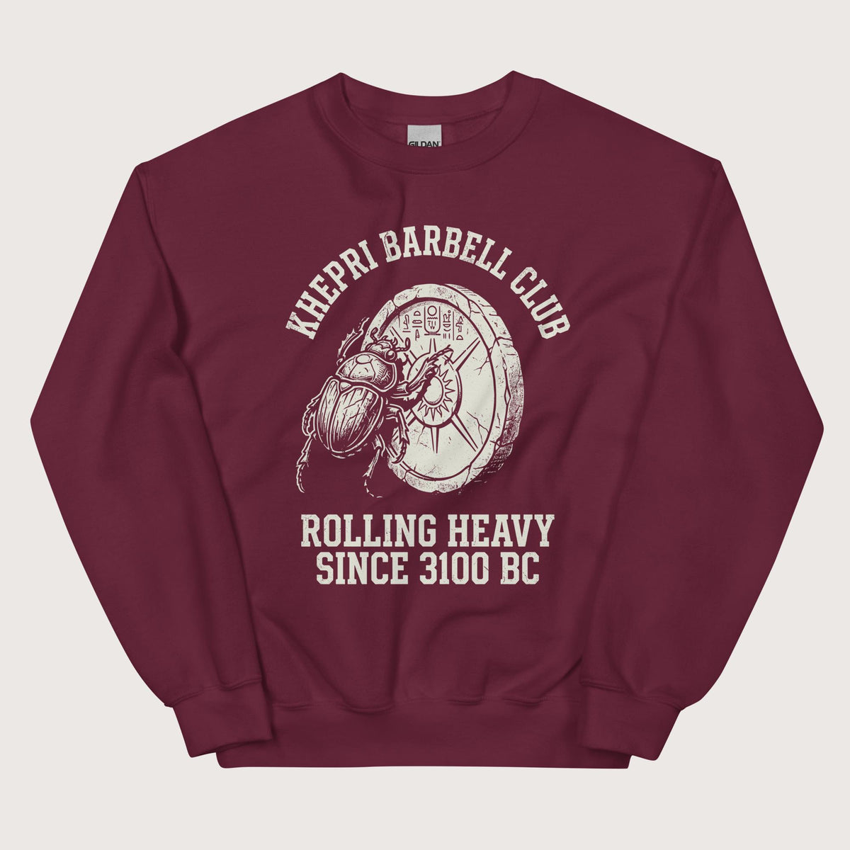 Maroon Khepri Barbell Club Sweatshirt - history buff gift by HistoHead