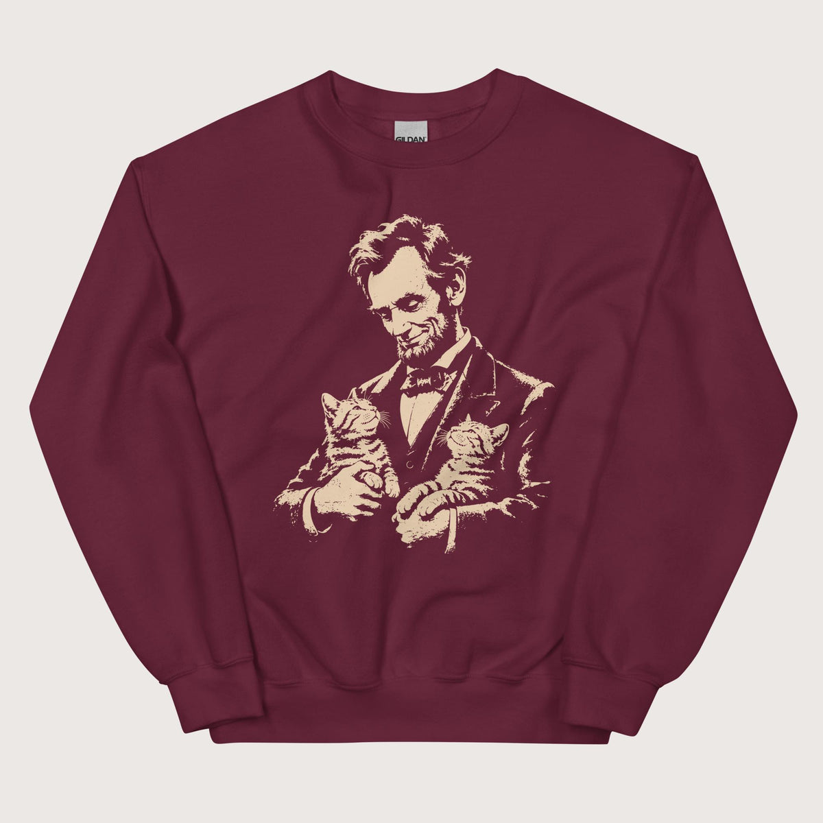 Maroon Lincoln's Cats Sweatshirt - history buff gift by HistoHead