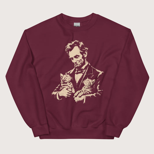 Maroon Lincoln's Cats Sweatshirt - history buff gift by HistoHead