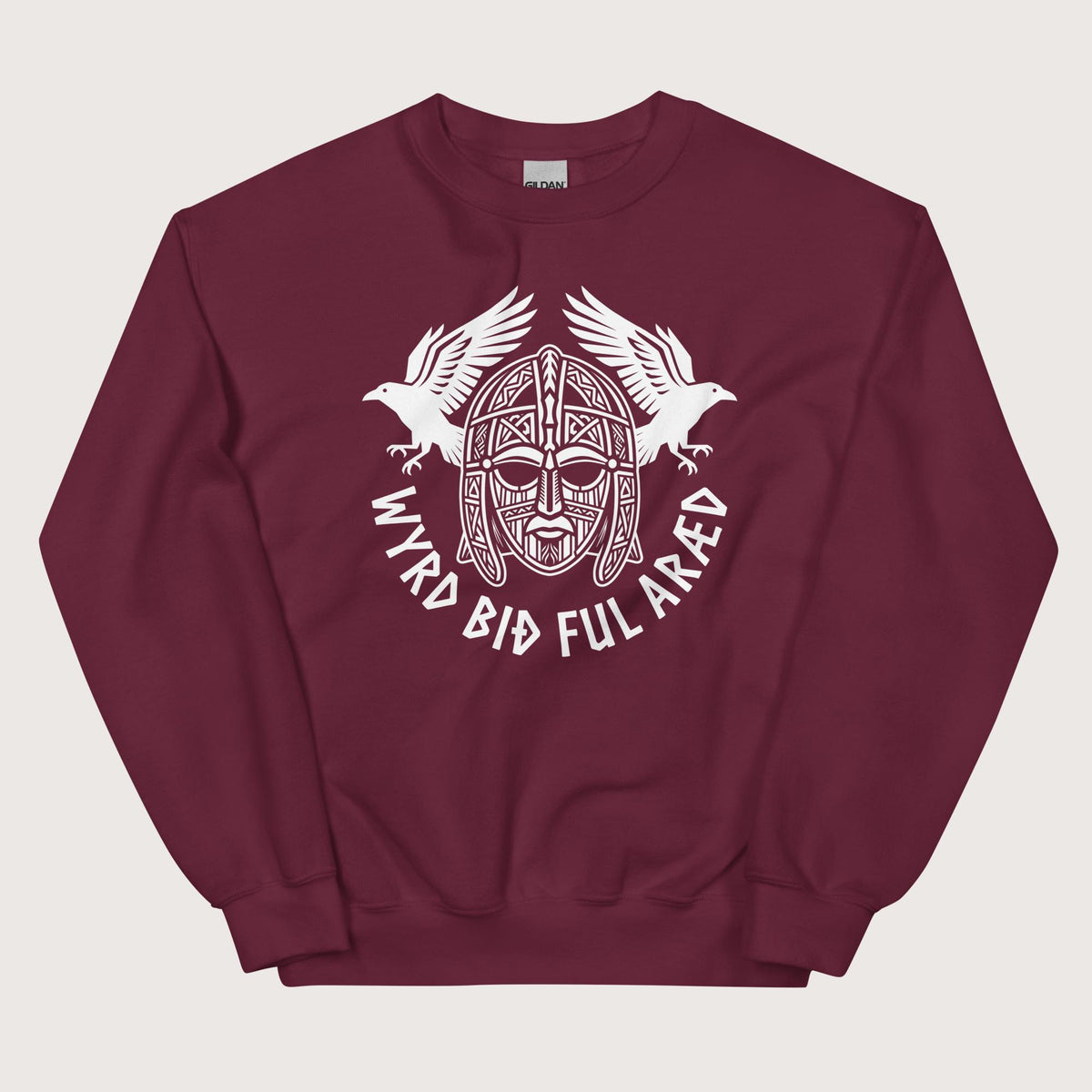 Maroon Wyrd Bið Ful Aræd Sutton Hoo Helmet Edition Sweatshirt - history buff gift by HistoHead