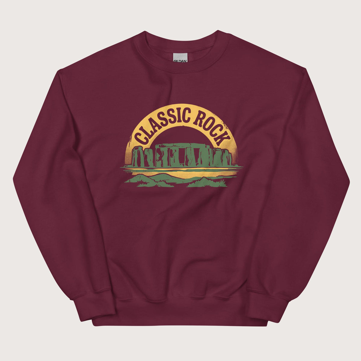 Maroon Stonehenge Classic Rock Sweatshirt - history buff gift by HistoHead