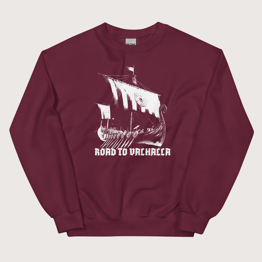 Maroon Road to Valhalla Sweatshirt - history buff gift by HistoHead