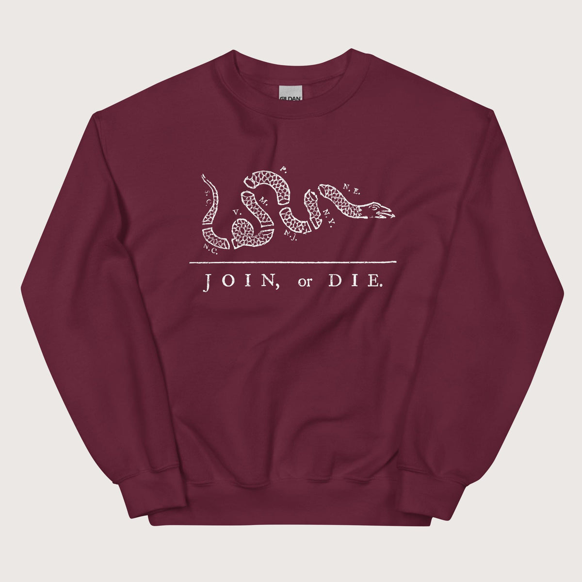 Maroon Join Or Die Sweatshirt - history buff gift by HistoHead