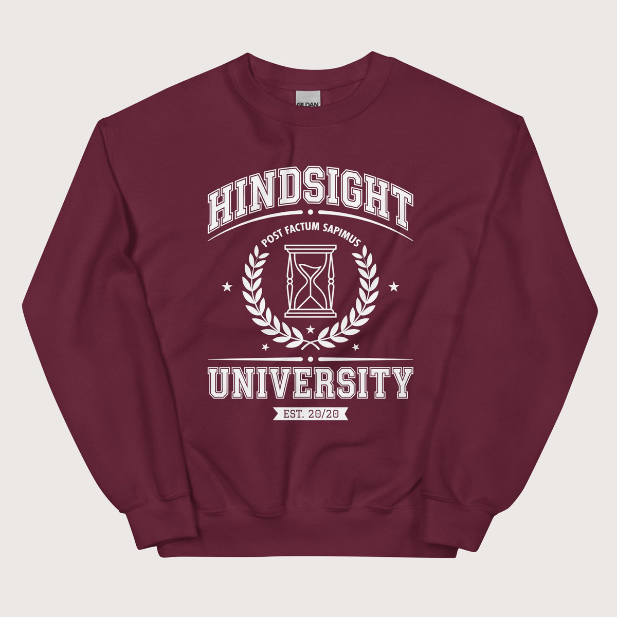 Maroon Hindsight University Sweatshirt - history buff gift by HistoHead