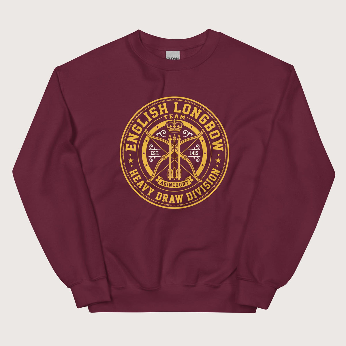 Maroon English Longbow Heavy Draw Division Sweatshirt - history buff gift by HistoHead