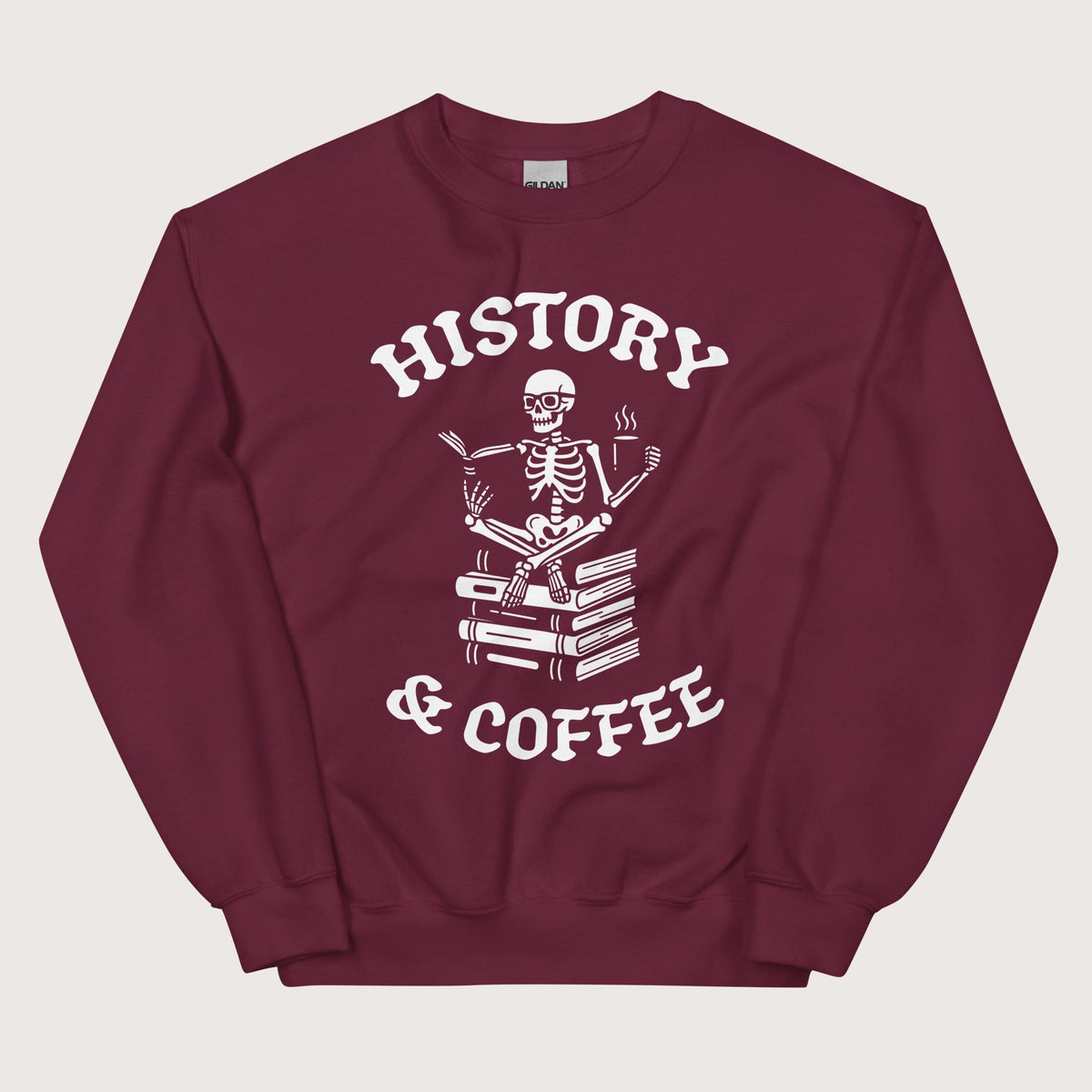 Maroon History & Coffee Sweatshirt - history buff gift by HistoHead