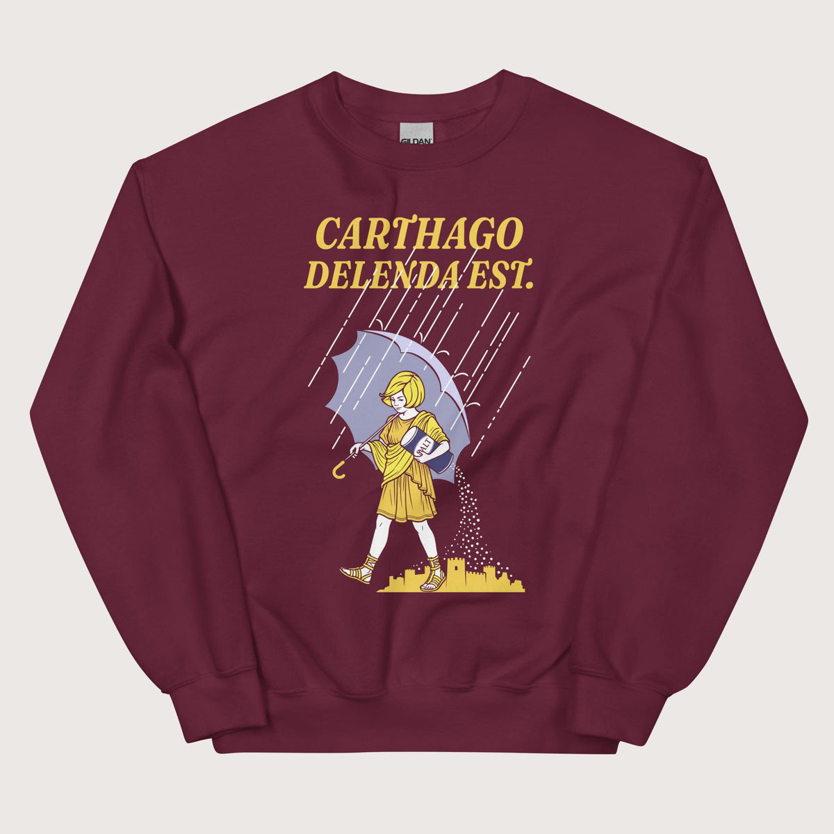 Maroon Carthago Delenda Est Salt Girl Sweatshirt - history buff gift by HistoHead