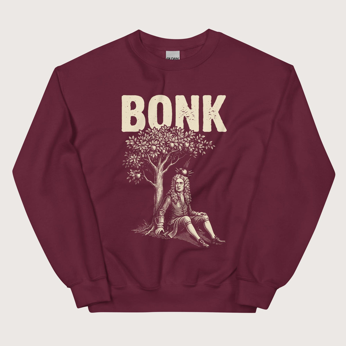 Maroon Newton Bonk Sweatshirt - history buff gift by HistoHead