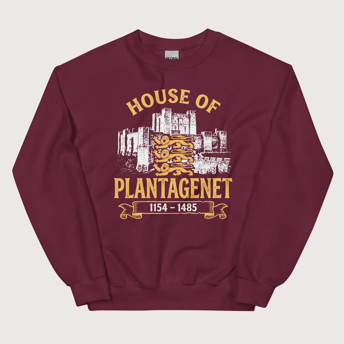 Maroon House of Plantagenet Sweatshirt - history buff gift by HistoHead