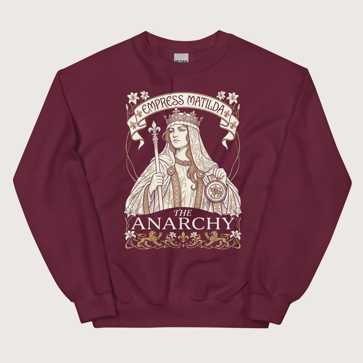 Maroon Empress Matilda The Anarchy Sweatshirt - history buff gift by HistoHead