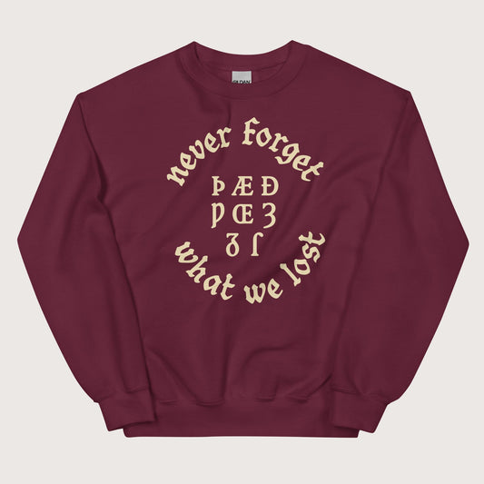 Maroon Never Forget Lost Letters Sweatshirt - history buff gift by HistoHead