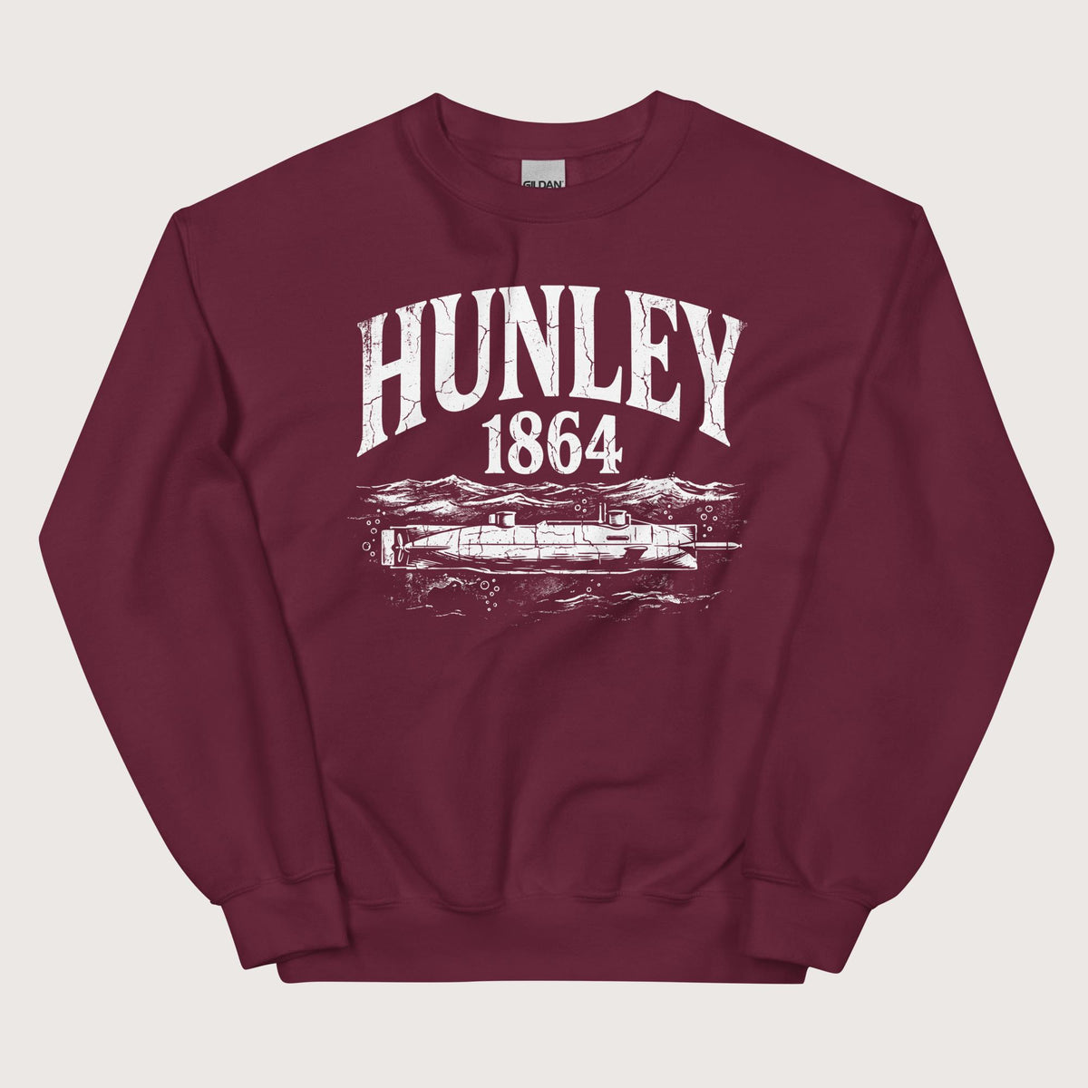 Maroon Hunley Submarine Sweatshirt - history buff gift by HistoHead