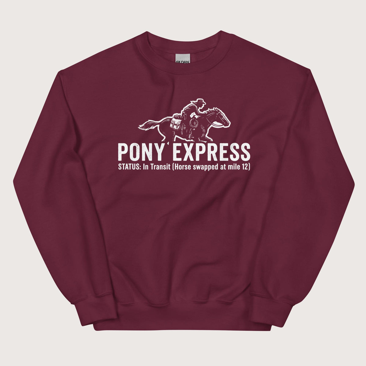 Maroon Pony Express Sweatshirt - history buff gift by HistoHead