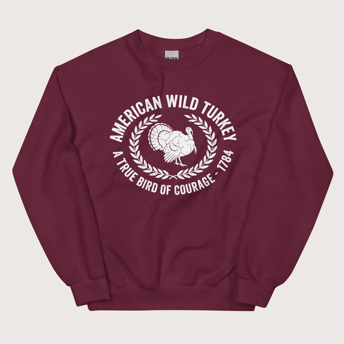 Maroon American Wild Turkey Sweatshirt - history buff gift by HistoHead